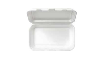 Open clamshell food container isolated on white transparent background PNG