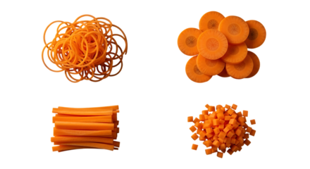 Four ways to prepare carrots spiralized sliced sticks diced fresh vegetables