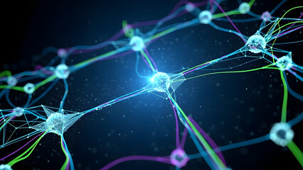 Vibrant neural network with glowing connections and nodes