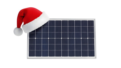 solar panel with santa hat, isolated on transparent background PNG