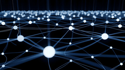 Stunning network visualization with glowing white nodes and connections