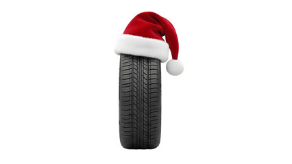 tire with santa hat, isolated on transparent background PNG