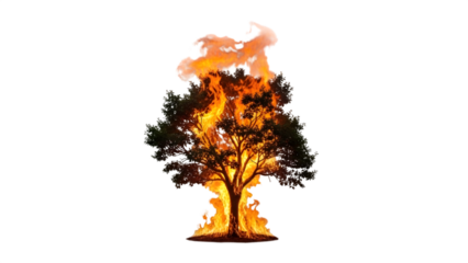 burning tree, isolated on transparent background PNG