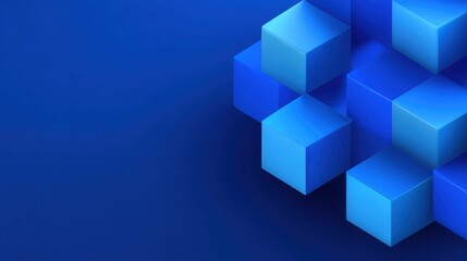 Obraz premium Abstract geometric composition of three-dimensional blue cubes creating a modern digital background for technology, design, or creative projects