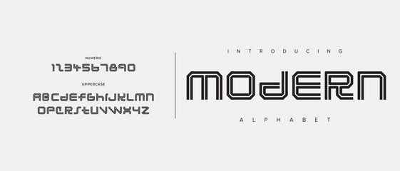 Creative abstract modern digital technology fonts. Minimalist slim typography monogram font style. Vector illustration and tech logo