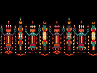 Powtarzalny deseń indiański na czarnym tle