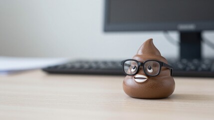 Geeky Poop Emoji Desk Toy With Glasses