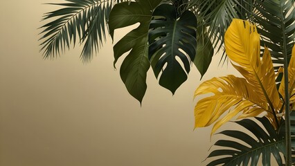 Luxury Gold Tropical Leaf Botanical Background