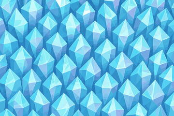 Geometric shapes create a pattern on a blue background with pyramids arranged closely together during daylight