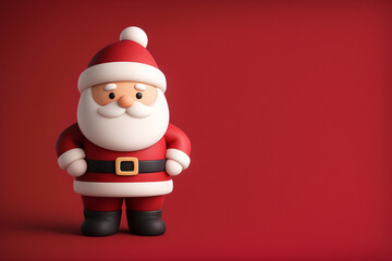 Obraz premium Cute geometric Santa Claus toy in claymorphism style featuring smooth finish and negative space for holiday advertising
