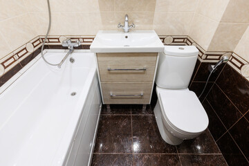 Fototapeta premium modern bathroom room with toilet and washing machine