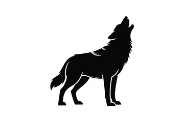 A striking silhouette of a howling wolf powerfully conveying wilderness and nature