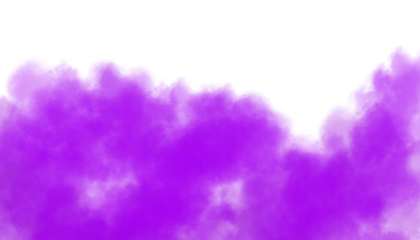 Rising Purple smoke overlay border, vibrant neon purple fog cloud bottom edge png isolated on transparent background for banner or poster design