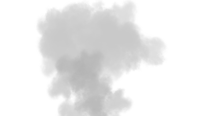 Rising Gray explosion smoke column, vertical blast cloud png transparent fog overlay for fire or disaster explosion visual effects on transparent background