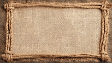 Beige linen fabric with rope border