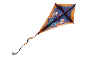 Colorful Kite Flying Isolated On Transparent Background