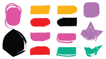 Colorful abstract shapes and brush strokes on white background