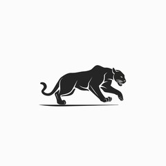 Obraz premium Powerful Black Panther Vector Illustration. Dynamic Wild Cat in Pouncing Stance. Sleek Predator Logo, Emblem, or Graphic Design Element.