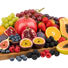 Assortment of fresh fruits isolated on transparent background
