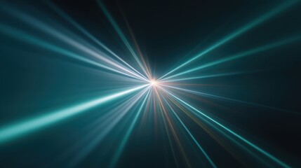 Obraz premium Abstract depiction of dynamic light beams radiating from a central point creating an energetic and futuristic atmosphere with vibrant colors and smooth lines