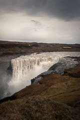 Dettifoss, Waterfall in iceland in moody weather conditions
