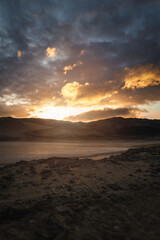Midnight sun in north of iceland over hverir geothermal area