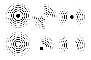 Radar and Sonar Wave Circles Vector Set