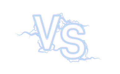 Versus Symbol Glowing Blue Electricity Style, VS Sign