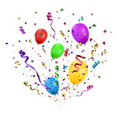 Holiday Celebration Balloons and Confetti Burst