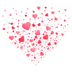 Floating Red Heart Confetti Shape Isolated on Transparent Background