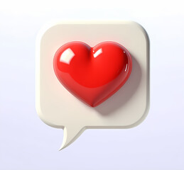 a red heart in a speech bubble