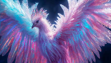 Obraz premium Majestic winged creature spreading glowing wings