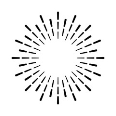 Obraz premium Vintage sunburst, sunset beams. Boho style, modern minimalist bohemian design. Hand drawn bursting sun, light rays. Logotype or lettering design element in retro style. Vector illustration