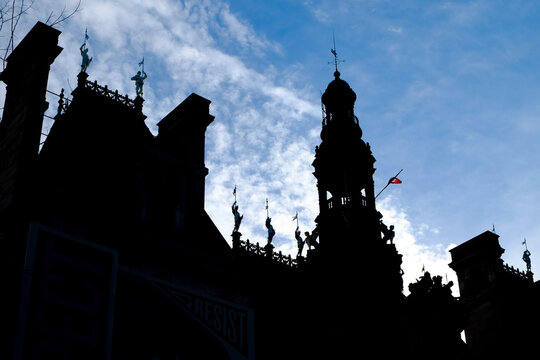 Paris, France, Europe. City Hall of Paris - Hotel de Ville is an elaborate French Renaissance building adorned with statues
