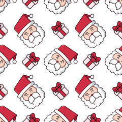 Seamless Christmas pattern with Santa Claus and gifts