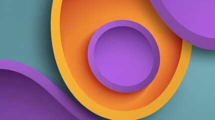 Abstract composition of colorful shapes in vibrant hues of purple, orange, and green creating a modern visual aesthetic for backgrounds and design projects