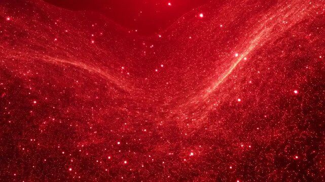 Abstract red background with shimmering particles and waves. Represents energy, passion, and creativity in digital design