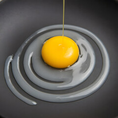 fried egg in a frying pan