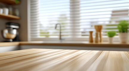 A warm and inviting kitchen setting featuring wooden surfaces, soft natural light, and a pleasing arrangement of utensils and plants.
