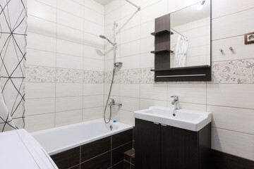 modern bathroom room with toilet and washing machine