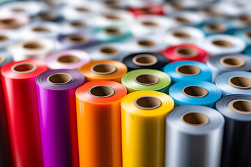 A vibrant collection of colorful rolls showcasing various materials perfect for creative projects and design inspiration.