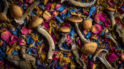 Psilocybin Mushroom Background for Mindfulness and Cognitive Flexibility Concepts