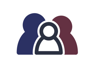 親子を表すアイコン。父と母と子を表すアイコン。Icons representing parents and children. Icons representing father, mother and child.