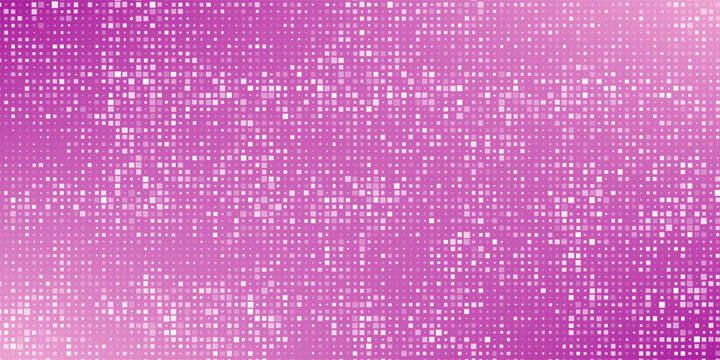Shining pink purple disco party pattern background. Iridescent sequin mosaic texture. Abstract sparkling halftone wallpaper. Pop up comic glowing glitter backdrop. Retro vector design template