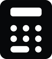 Black solid glyph icon of a calculator representing finance and math
