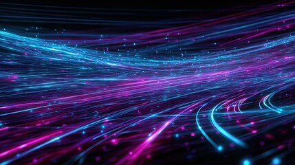 Colorful light patterns moving in waves across a dark space