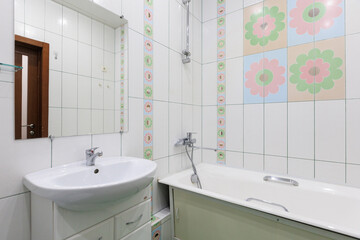modern bathroom room with toilet and washing machine