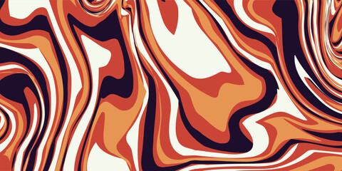 An abstract liquid marble texture. The design features a swirling pattern of intermingling colors, primarily shades of orange, brown, beige, and a very dark, almost black, purple.