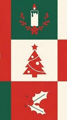 Festive Christmas Icons in a Colorful Patchwork Design.