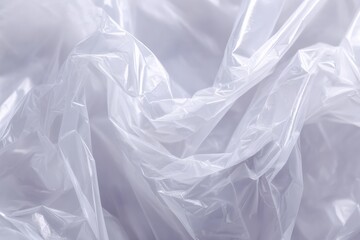 Obraz premium Crumpled transparent plastic material with folded texture